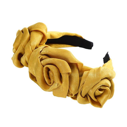 Serre-tête triple roses en satin Scarlett